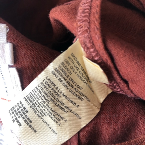 Anthropologie Rust Button Linen Wide Leg Crop Pants - 4 - Picture 8 of 13